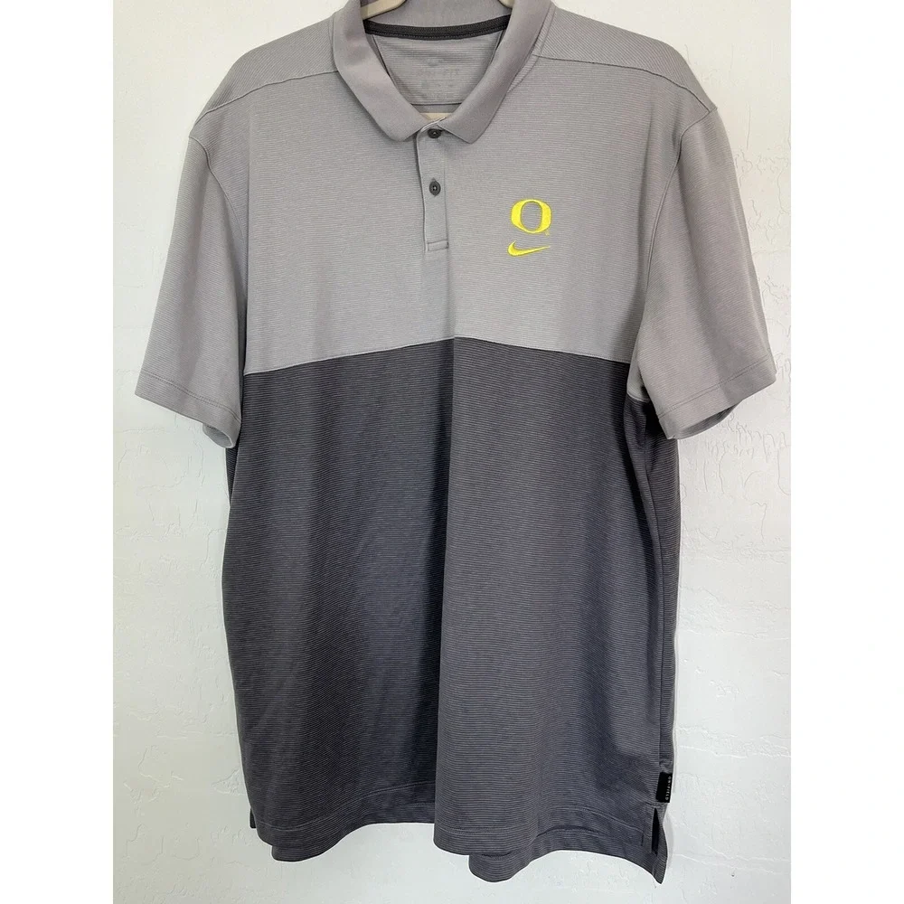 Nike Oregon Ducks On Field Polo Shirt Men's Size XXL Gray Dri-Fit Short Sleeve